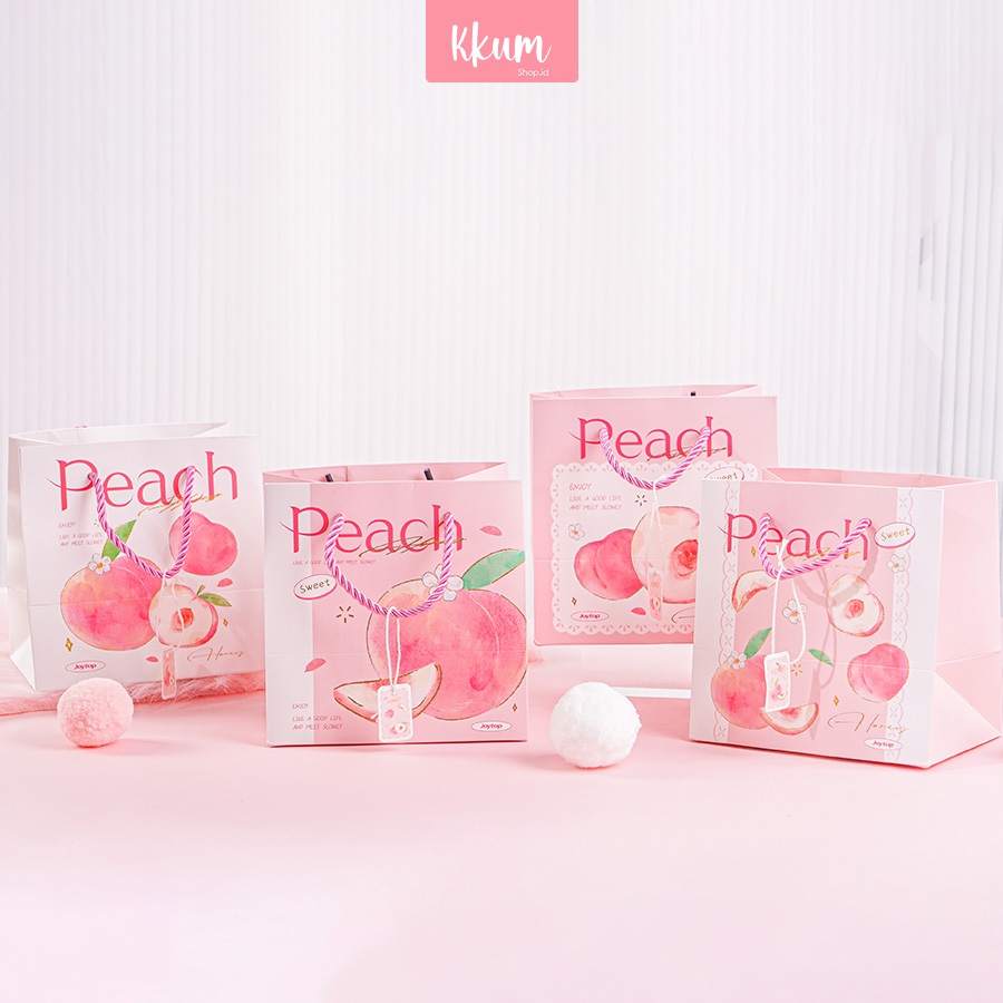 

Paper Bag Kartun Goodie Bag Peach/ Box Kantong Peach/ Tas Souvenir Hadiah Hampers Ulang Tahun Anak