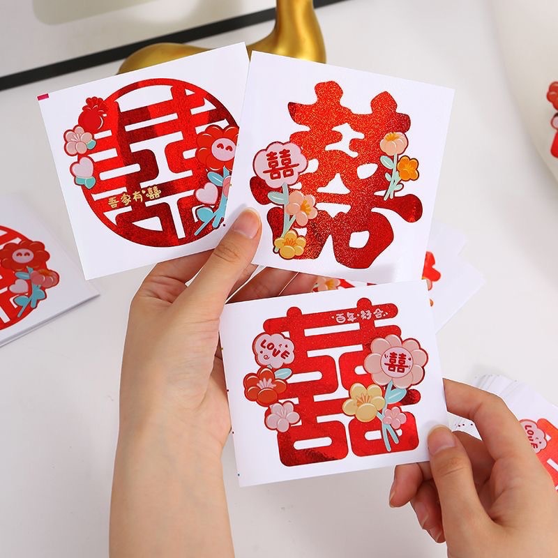 

Sticker tempelan shuangxi / sticker wedding / sticker glitter / motif bunga