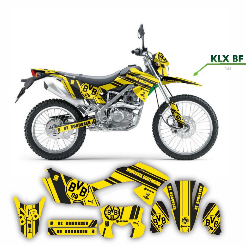 Decal Stiker KLX 150 BF Dekal Variasi Sticker Striping Custom Full Body kuning minimalis