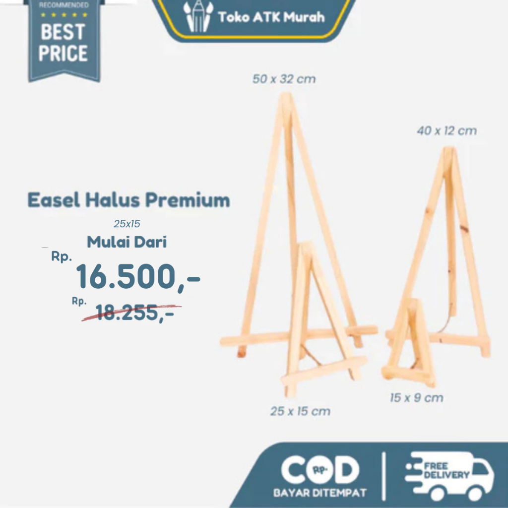

Easel Kanvas Premium Halus 25 x 15 cm - Stand Sandaran Kayu Pigura