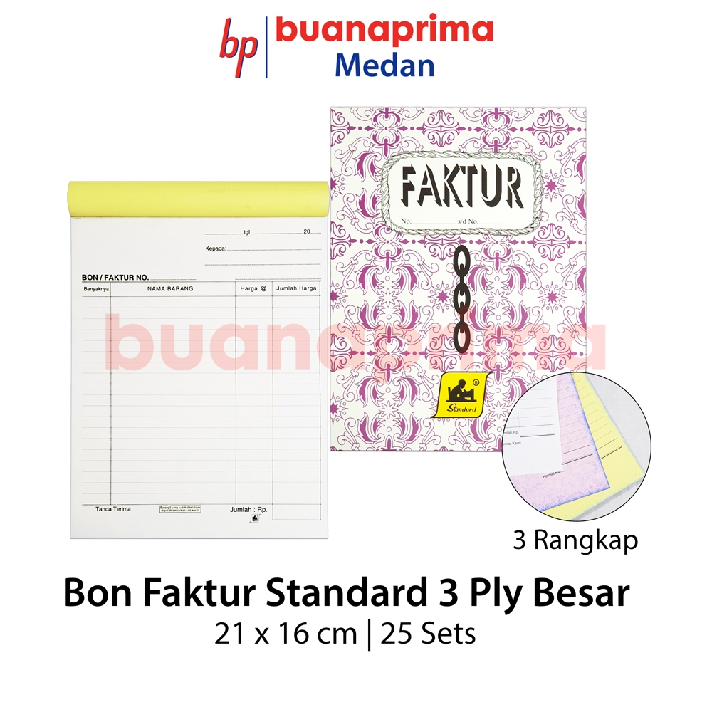

Bon Faktur 3 PLY BESAR STANDARD Tegak Standard Buku Nota Kontan NCR Rangkap