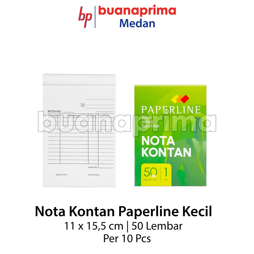 

Nota Kontan 1 PLY KECIL PAPERLINE 1 Pack Isi 10 pcs Kecil HVS Bon Faktur Putih