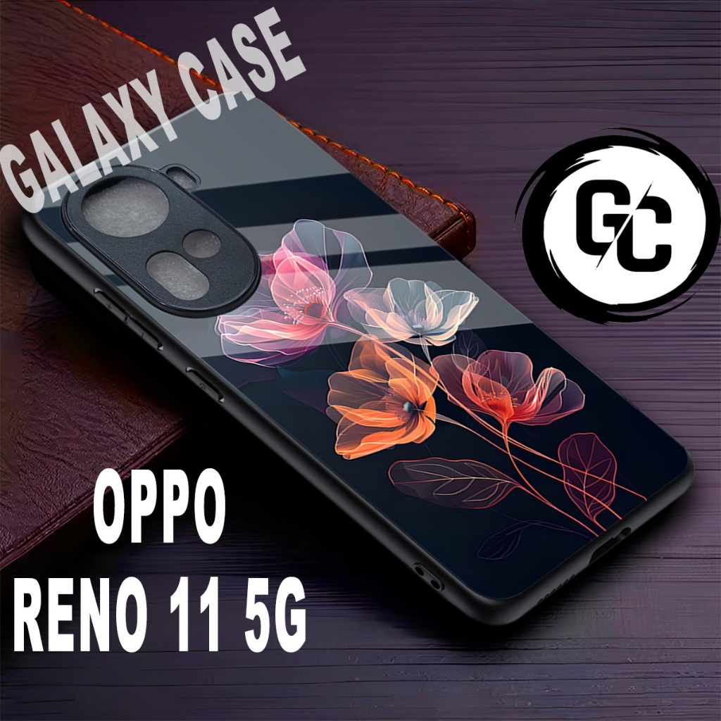 case Hp OPPO RENO11/GC28/Motif BUNGA/case RENO 11 pro  11F/softcase glossy/case glitter/kesing