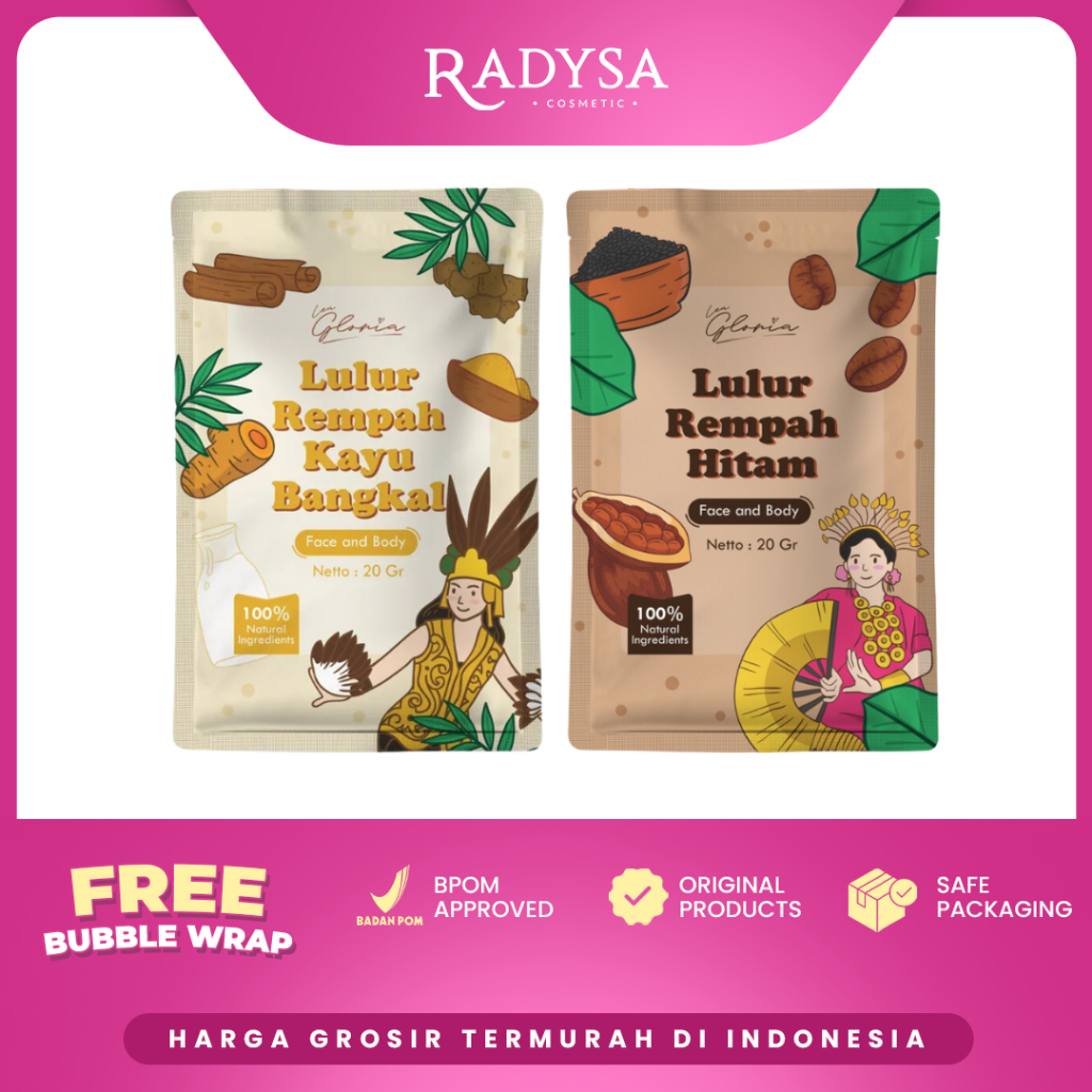 𝐑𝐀𝐃𝐘𝐒𝐀 - Lea Gloria Lulur Badan Dan Lulur Wajah - Lulur Rempah Kayu Bangkal / Lulur Rempah Hitam
