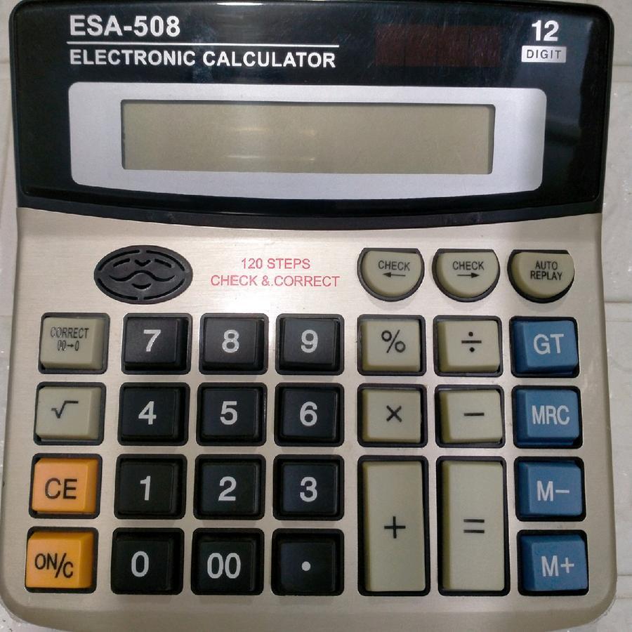 

ESA-508 KALKULATOR DAGANG/MEJA 12 DIGITS MENGGUNAKAN 1 PCS BATERAI A2(AA) Calculator