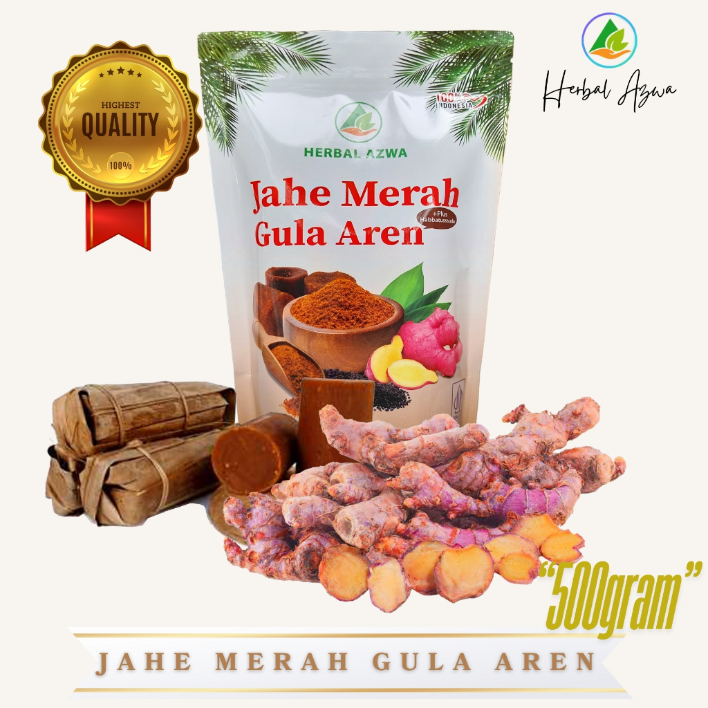 

Jahe Merah Gula Aren Plus Habbatusauda | Herbal Azwa kemasan 500gram