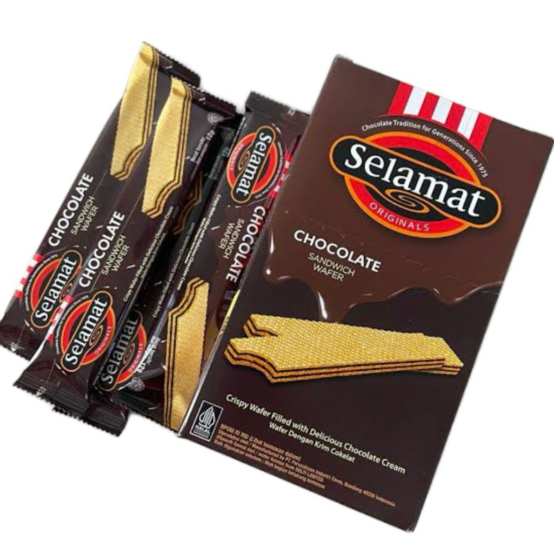 

SELAMAT CHOCOLATE SANDWICH WAFER [ 1 BOX ISI 20 PCS @12G ] | SELAMAT WAFER COKLAT | SELAMAT CRISPY WAFER DENGAN KRIM COKELAT | DELFI | WAFER SELAMAT | WAFER COKELAT SELAMAT