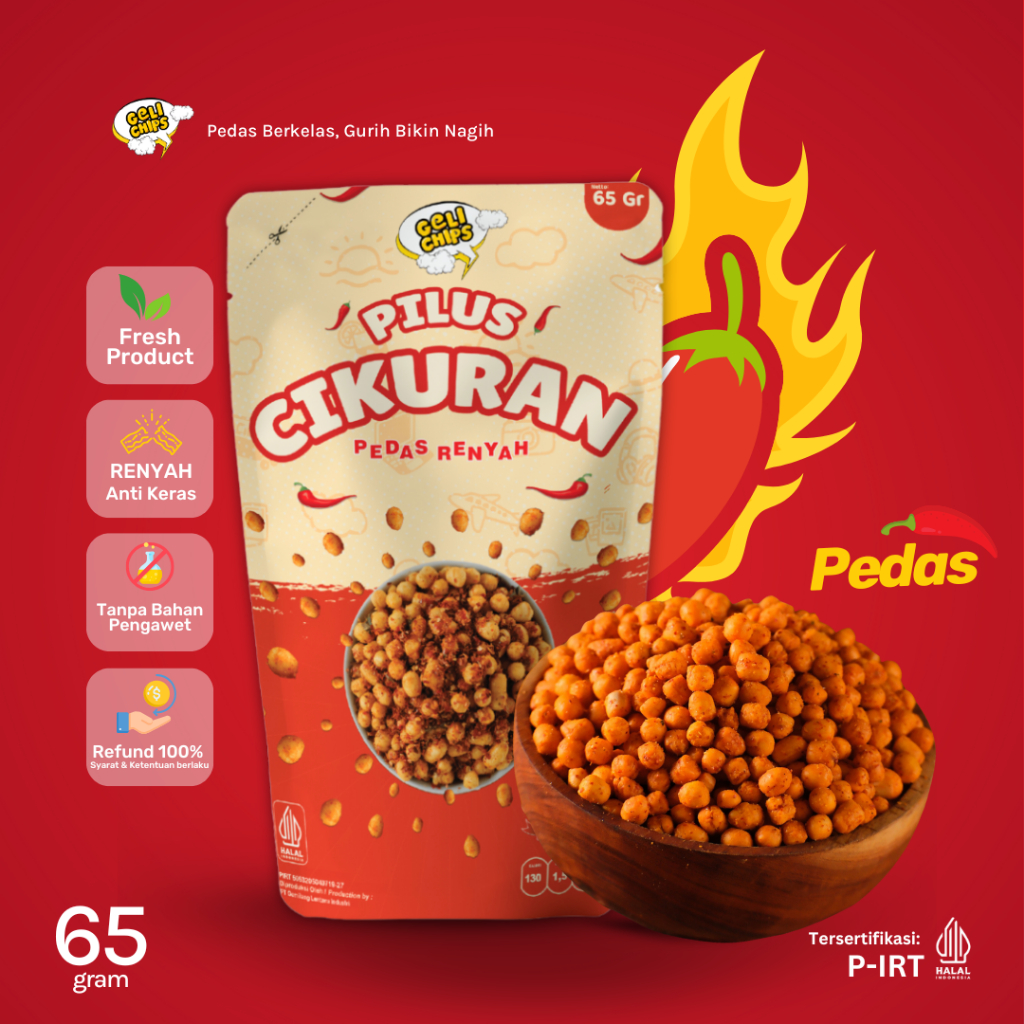 

GELICHIPS - Pilus Cikuran Pedas Renyah 65gr