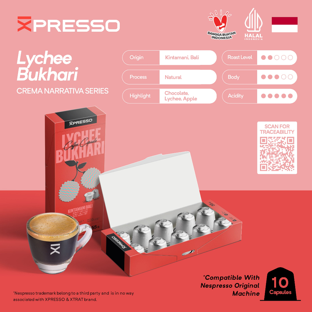 

Nespresso Capsule Compatible Kopi Kapsul Bali Lychee - Xpresso Coffee Capsule