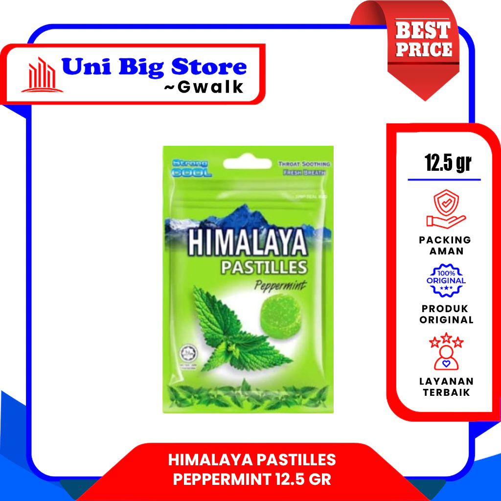 

PERMEN BIG FOOT HIMALAYA PASTILLES PEPPERMINT SACHET - 25 gr