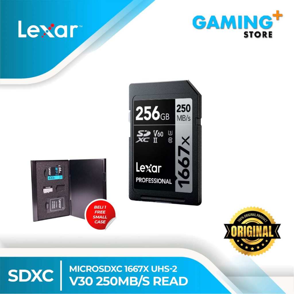 Lexar Memory Card SDXC 256GB 1667x Professional 250MB/s V60 Resmi 256G