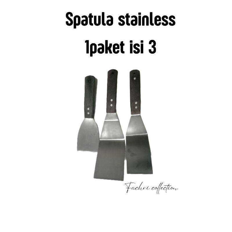 Set Spatula stainless gagang kayu  / alat dapur
