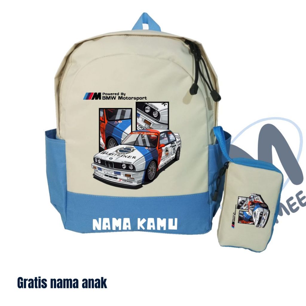 TAS ANAK CUSTOME MOBIL BALAP FREE NAMA +TAS PENGSIL