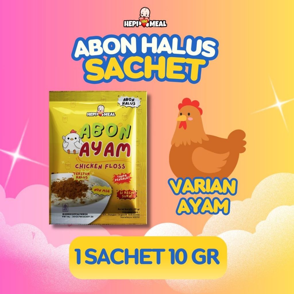 

HEPI MEAL ABON AYAM 1 SACHET 10 GR COCOK UNTUK BUBUR MPASI 6+ BULAN