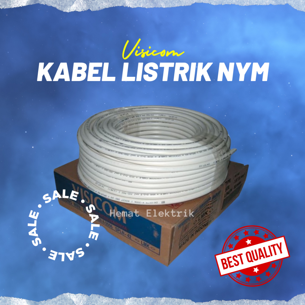 Kabel Listrik Tembaga Tunggal 2 x 2.5 mm SNI NYM @meter Meteran Ecer Visicom