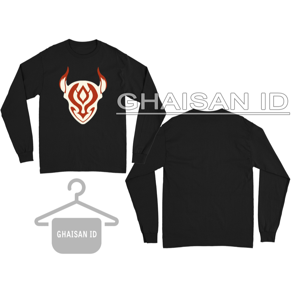 Kaos Baju lengan panjang anime ominous mask genshin impact ongsleeves V1 - xyz ghaisand id