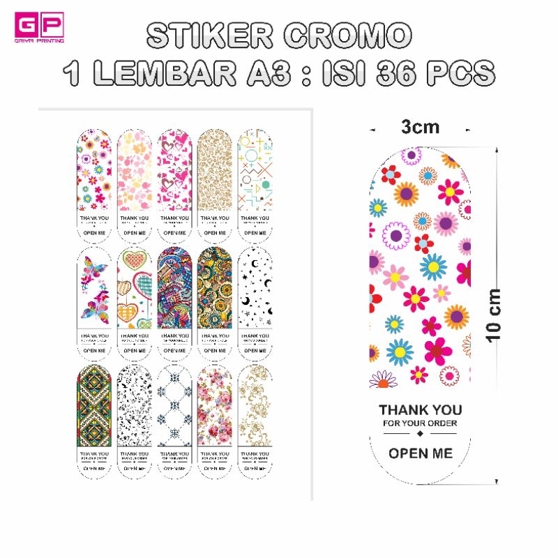 

Stiker Cromo | Stiker Segel | Potong Kisscut | 1 Lembar A3 : Isi 36 pcs
