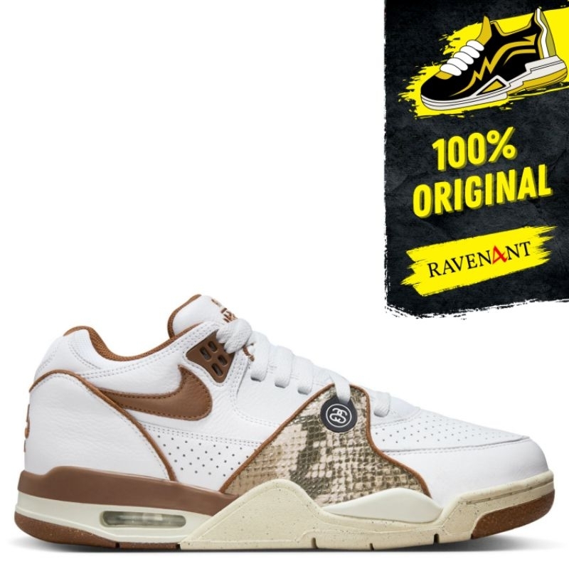 NIKE x STUSSY Air Flight 89 Low SP White Pecan ORIGINAL - Sepatu Sneakers Pria/Wanita