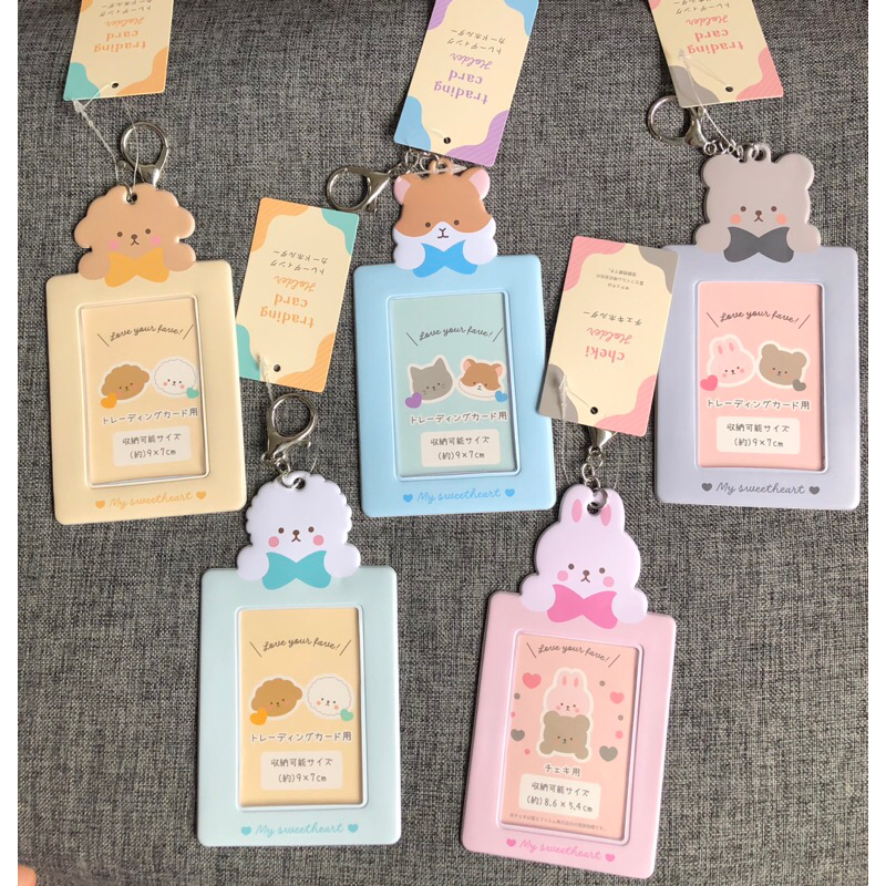 

id case pass photo case cheki holder tempat kartu kereta bears dog rabbit size 5.4x8.6cm original from japan