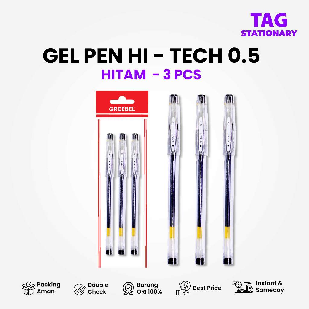 

GREEBEL PULPEN GEL / Gel Pen GP-506 Hi-Tech 0.3 Hitam (3PCS/SET) / Ballpen Gel Bolpen Pena Gel