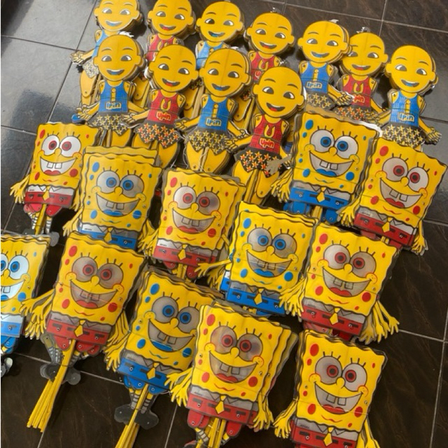 MAINAN ANAK WAYANG GOYANG LABUBU UPIN-IPIN SPONGEBOOB
