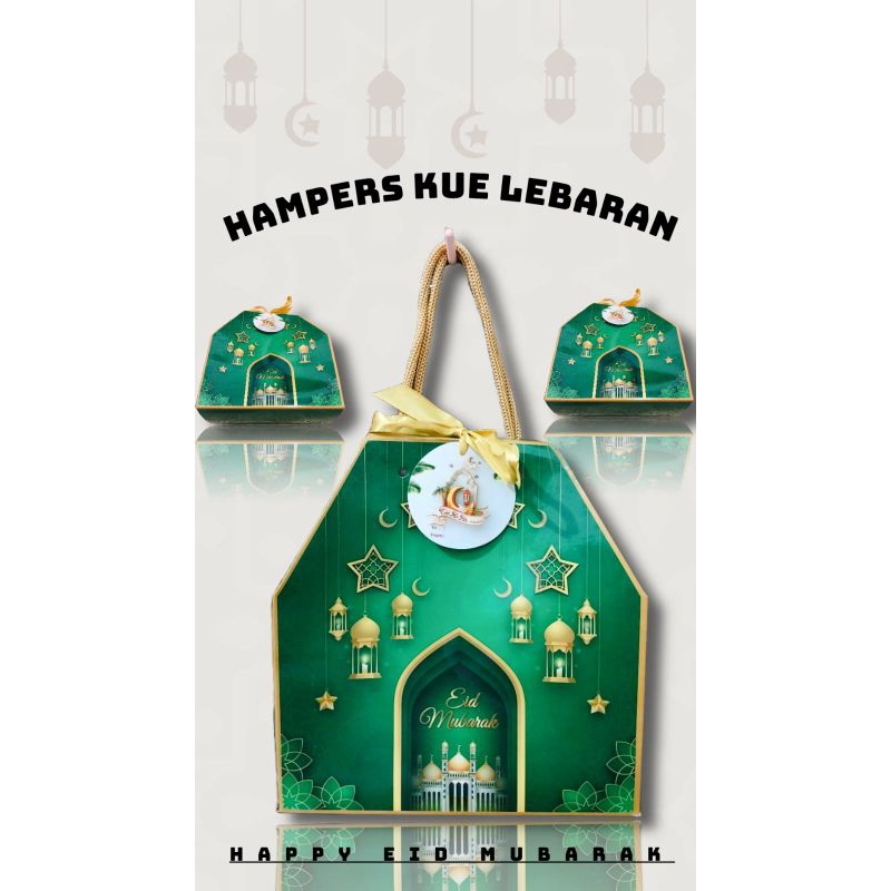

LYSASHOP Kotak Box Hampers Gable Lebaran Idul Fitri Eid Mubarak (1pack 5pcs) FREE TALI DAN HANGTAG