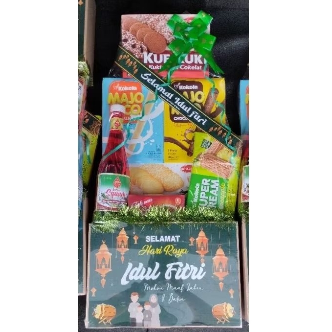 

Parcel Lebaran murah meriah paketan Kukis kue kering syrup paket hemat hampers