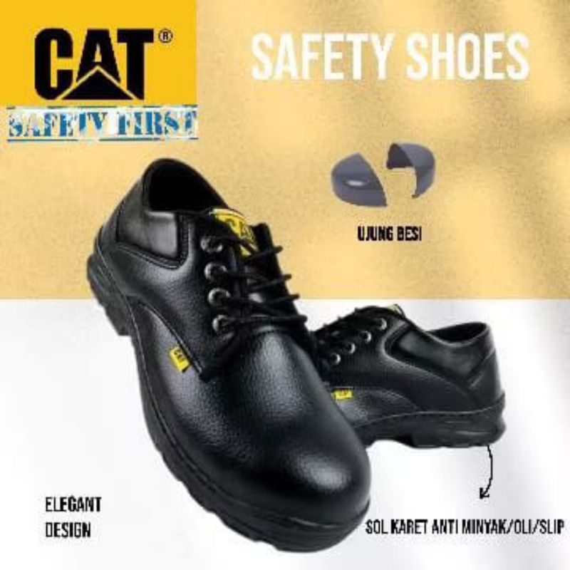 sepatu Safety pria cat outdoor ujung besi full kulit semi sintetis