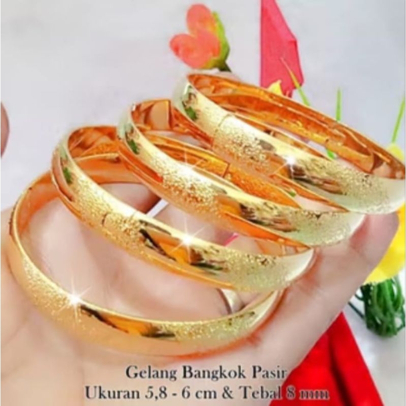 WARNA EMAS MUDA gelang tangan Bangkok pasir dapat 1 PC bahan tembaga di jamin awet bisa cod