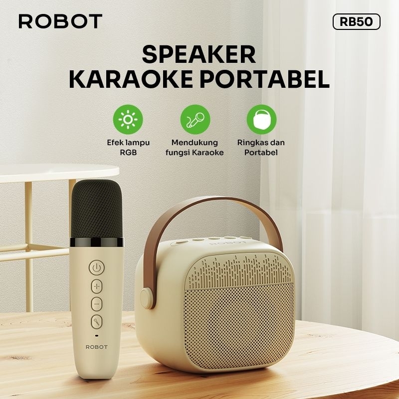 ROBOT RB50 Speaker + Mic Wireless Karaoke Speker Bluetooth 5.3 RGB Light Spiker Mini Portable Origin