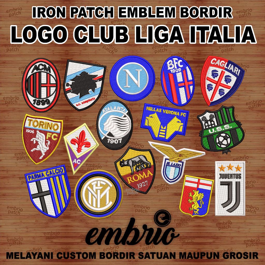 Patch Logo Jersey Club Sepak Bola Serie A Italia Emblem Bordir Tim Sepakbola Liga Calcio Itali Seri 