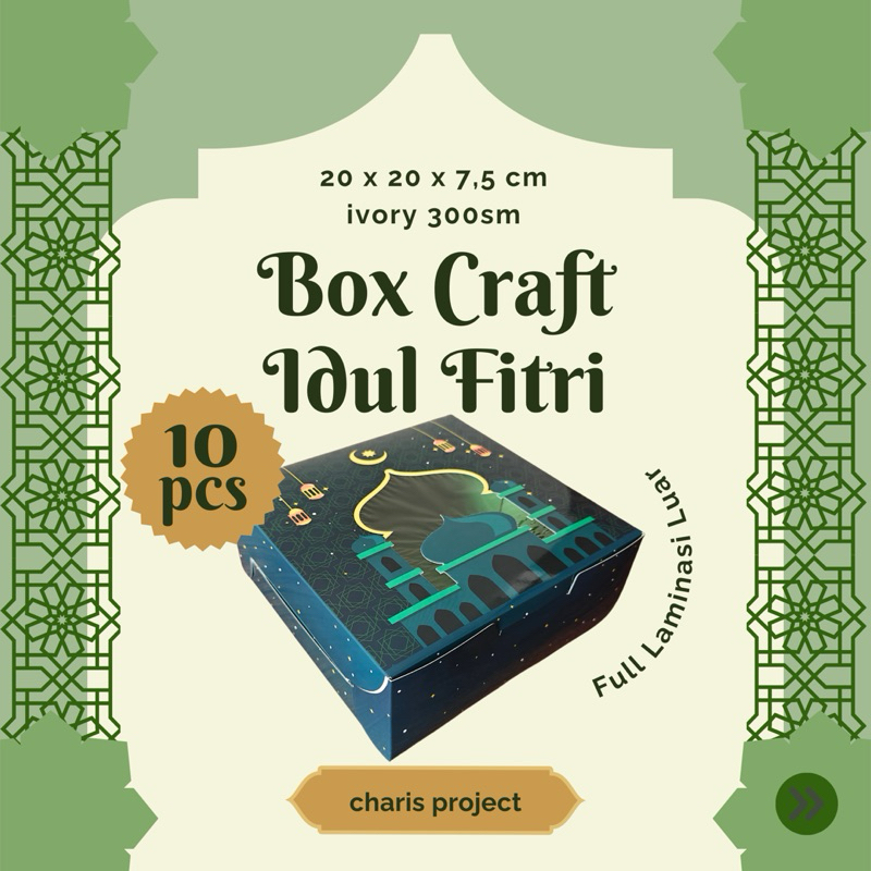 

[10 PCS] LEBARAN 20 20 7,5 CM Dus Kotak Box Hari Raya Idul Fitri Hamper Jendela Laminasi