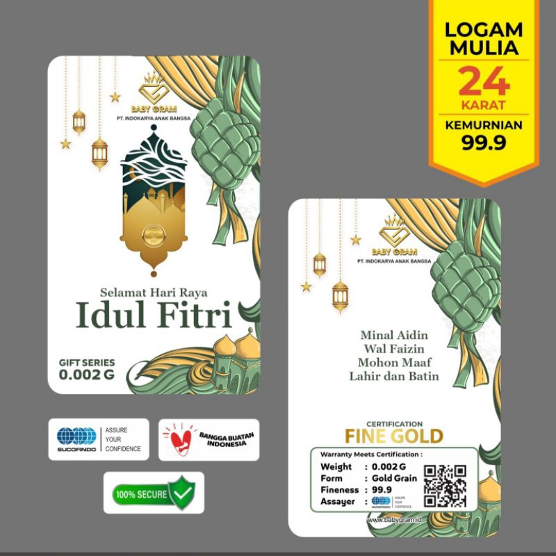 Baby Gram Idul Fitri 0.002 0,002 Gram Emas Mini Gold Logam Mulia 24 Karat