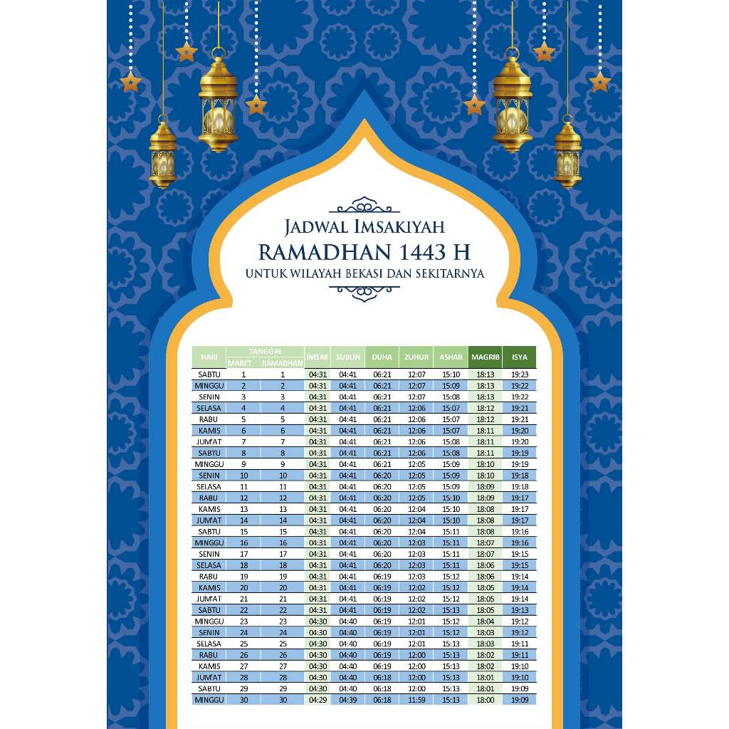 

Cetak Jadwal imsakiyah/Cetak Jadwal Buka Puasa Ramadhan