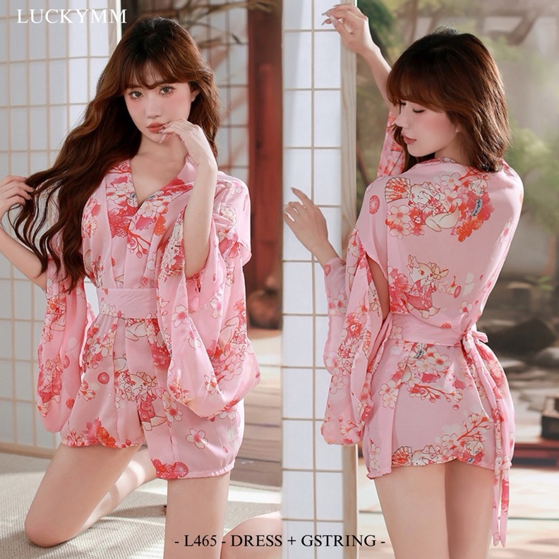 KODE S82O Luckymm Sexy Lingerie Kimono Wanita  Baju Sexy Costume Dewasa Kimono Jepang  Kimono Dinas 