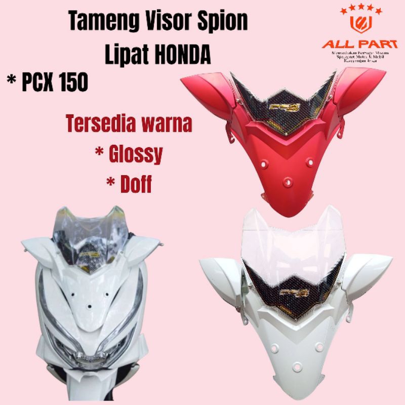 Visor tameng spion lipat honda PCX 150 putih merah glosy doff