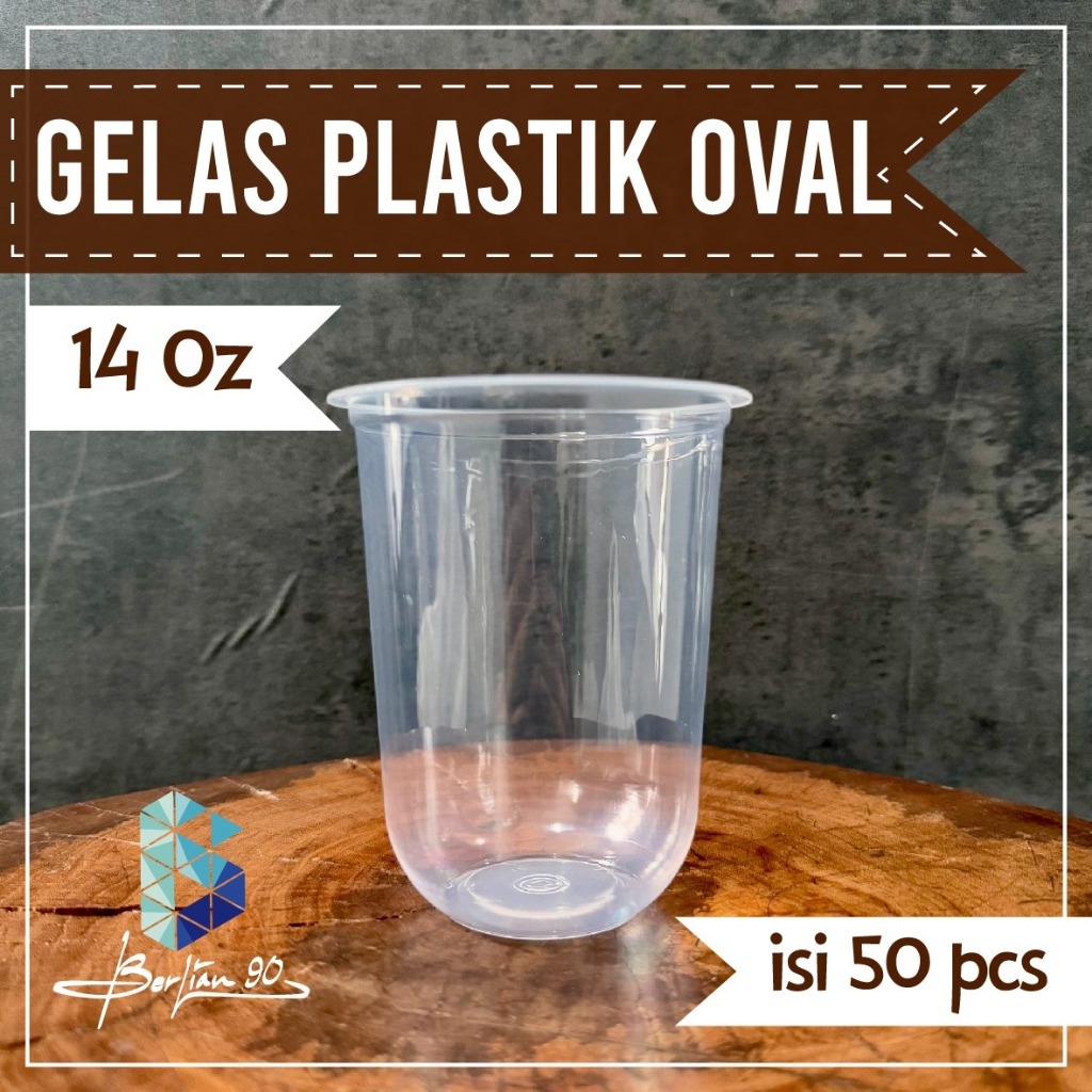 gelas plastik oval gelas minum oval gelas plastik 14 ox oval