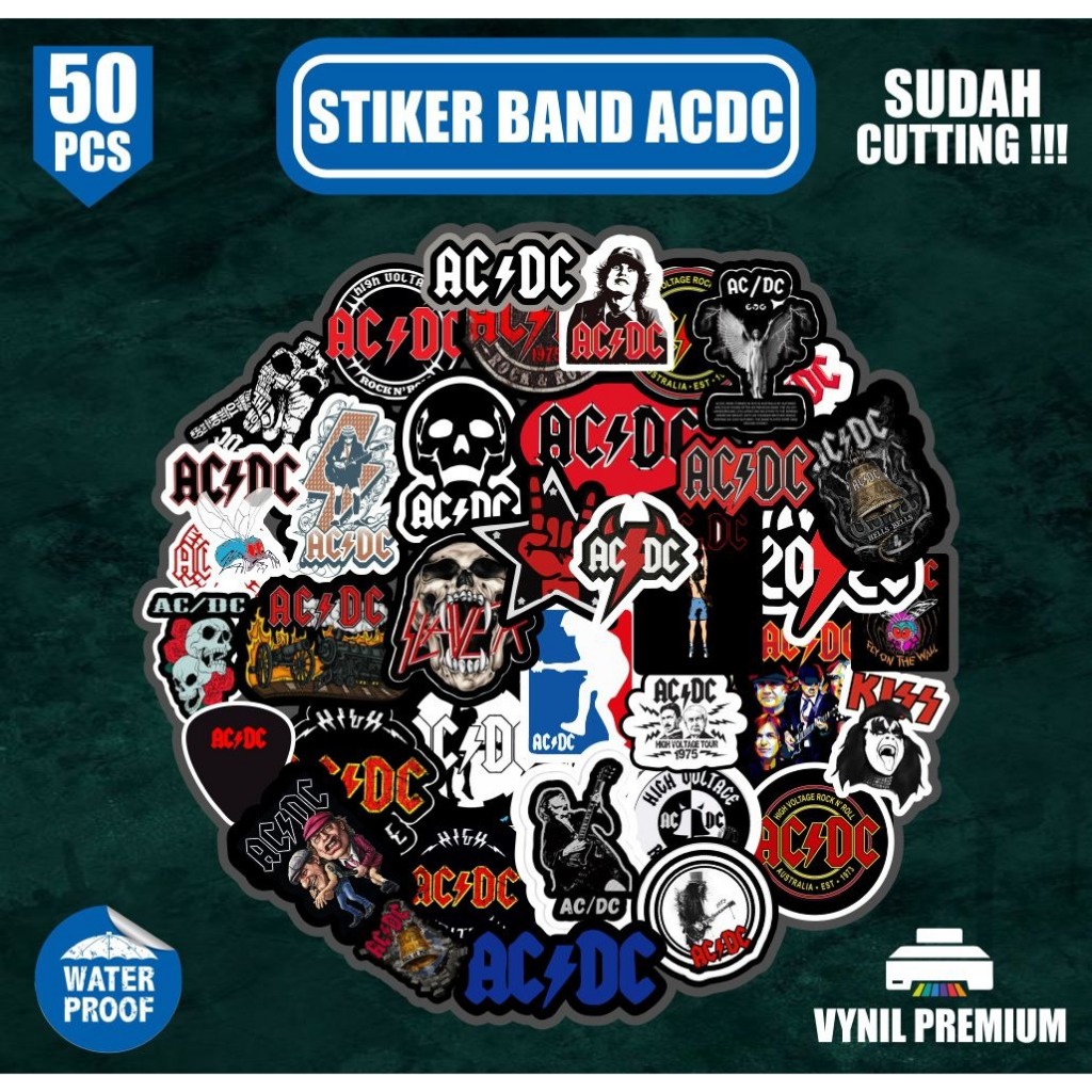 

stiker pack 50pcs Stiker band ACDC sudah terpotong tinggal tempel