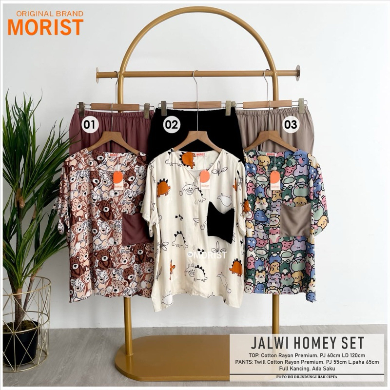 piyama lengan pendek jalwi homey set by morist LD 120