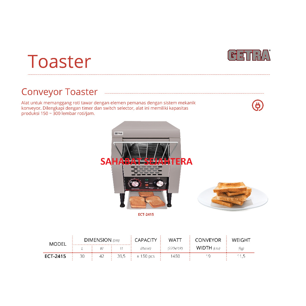 GETRA Conveyor Toaster ECT-2415 Mesin Pemanggang Roti Tawar