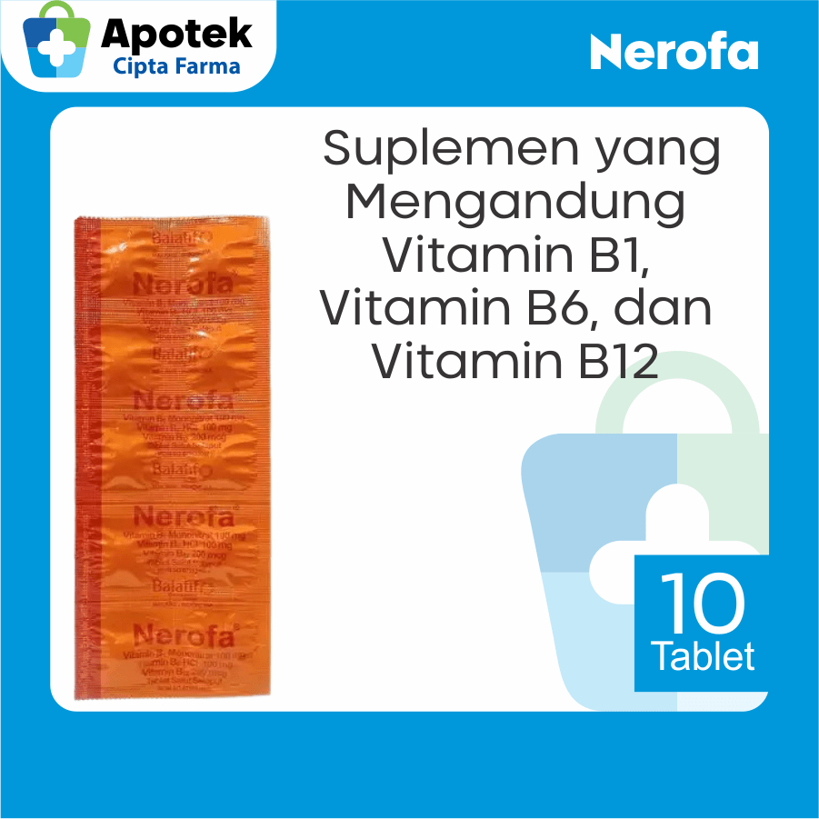 Nerofa Vitamin B1 Vitamin B6 Vitamin B12 Caffeine Suplemen Vitamin B Compex Vitamin B Komplek Vitami