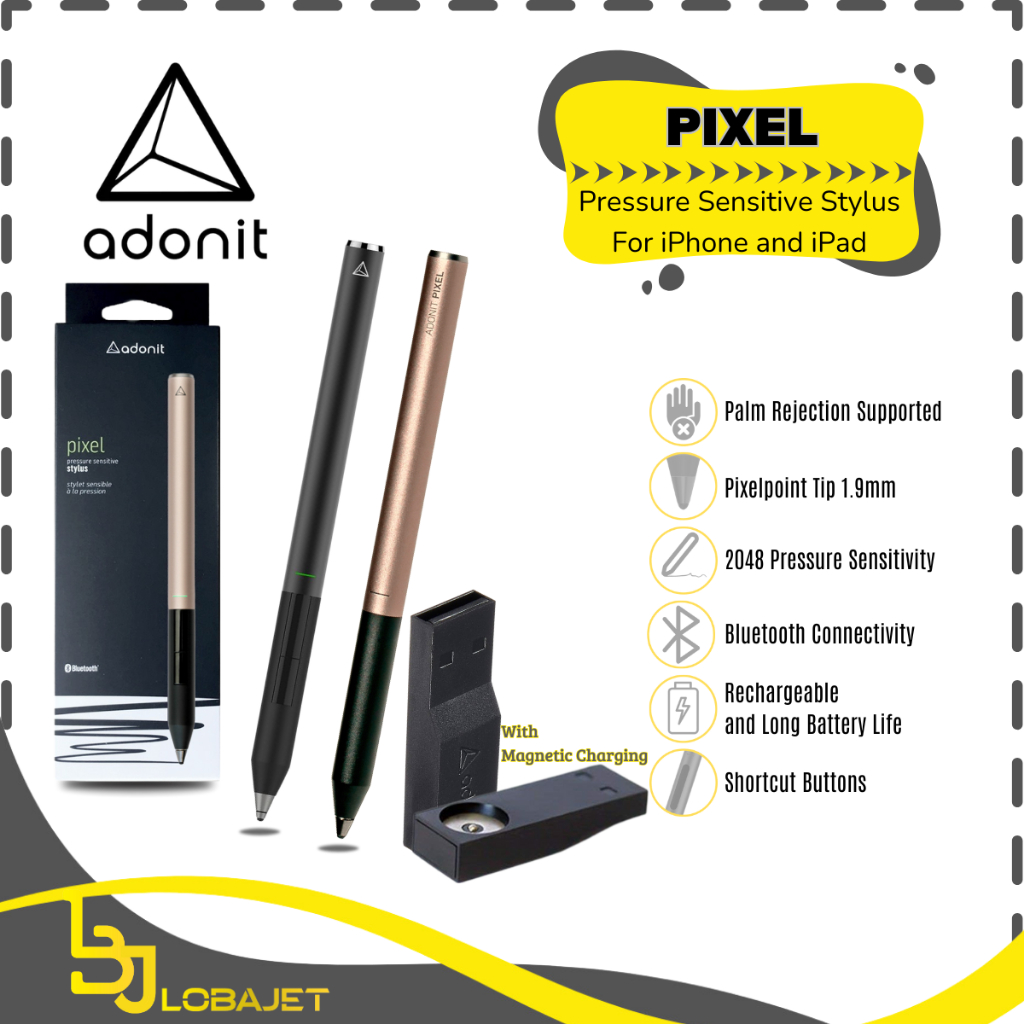 ADONIT PIXEL - Pressure Sensitive Stylus Palm Rejection - Pen Stylus Bluetooth untuk iPhone dan iPad