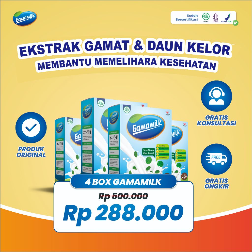 

GAMAMILK 4 BOX - SUSU ETAWA Dengan Ekstrak Gamat dan Ekstrak Daun Kelor