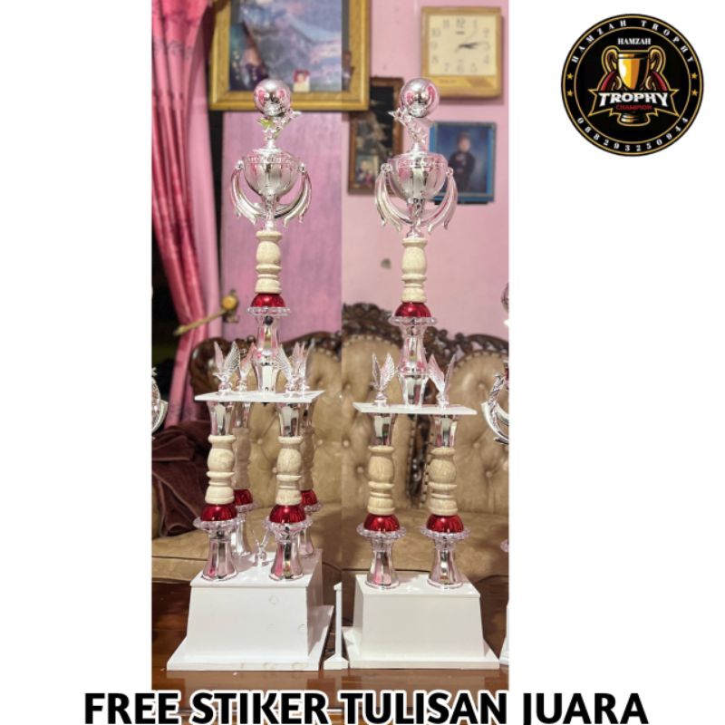 trophy piala 1set kaki 4,2 royal silver tinggi 110cm,105cm
