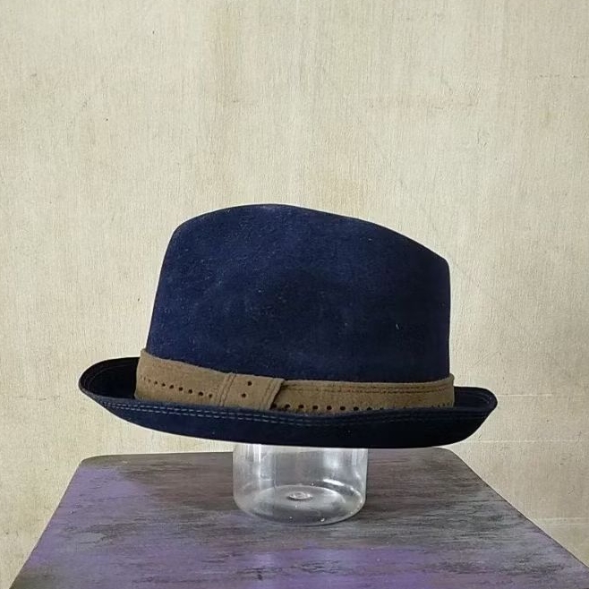 Topi Fendora,laken,woll,import canada,navy