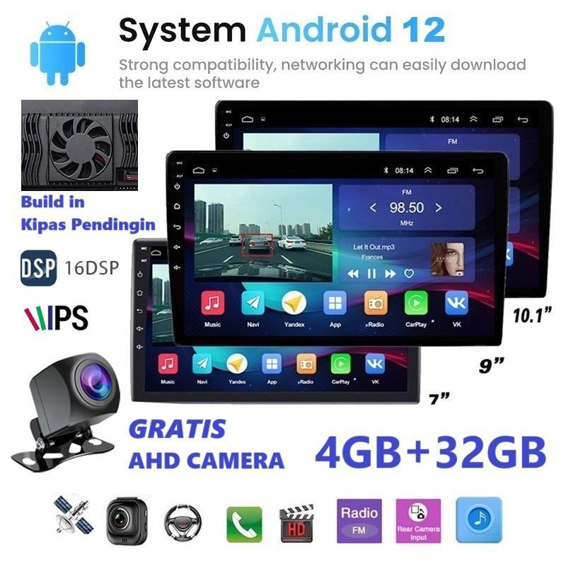 Head Unit Android 12 Double Din 7 Inci 9 Inchi 10 Inch 4GB+32GB