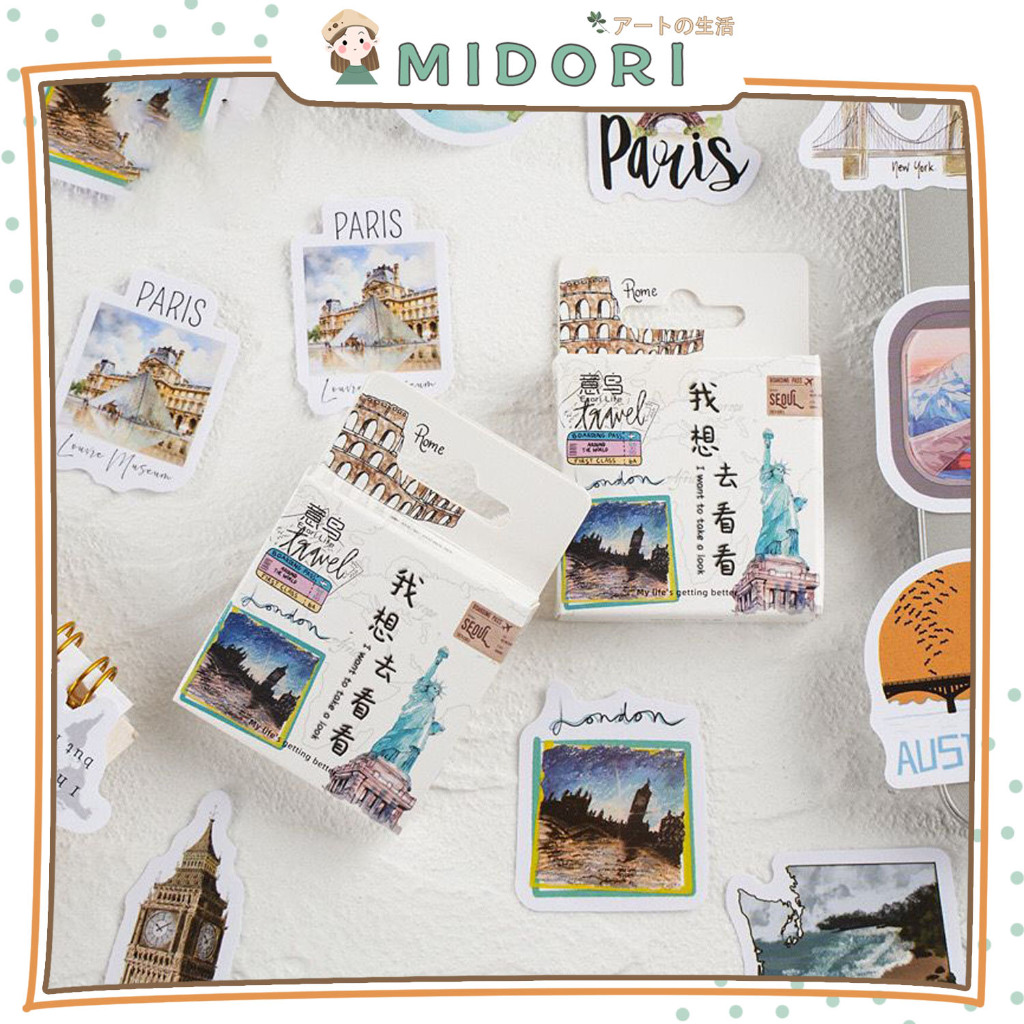 

[MIDORI] 46Pcs CUTE BUILDING SCENERY Deco Sticker DIY Scrapbook Stiker Jurnal Dekorasi Diary Kotak - B0505