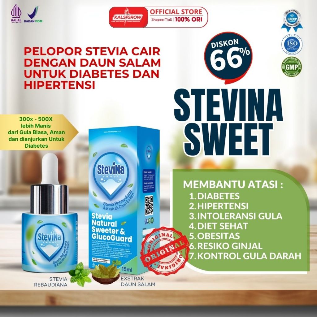 

Stevina Sweet Pemanis Alami 0Kalori plus Herbal Daun salam Pengganti Gula Untuk Menjaga Berat Badan Ideal Kemasan 1 Botol 15ml