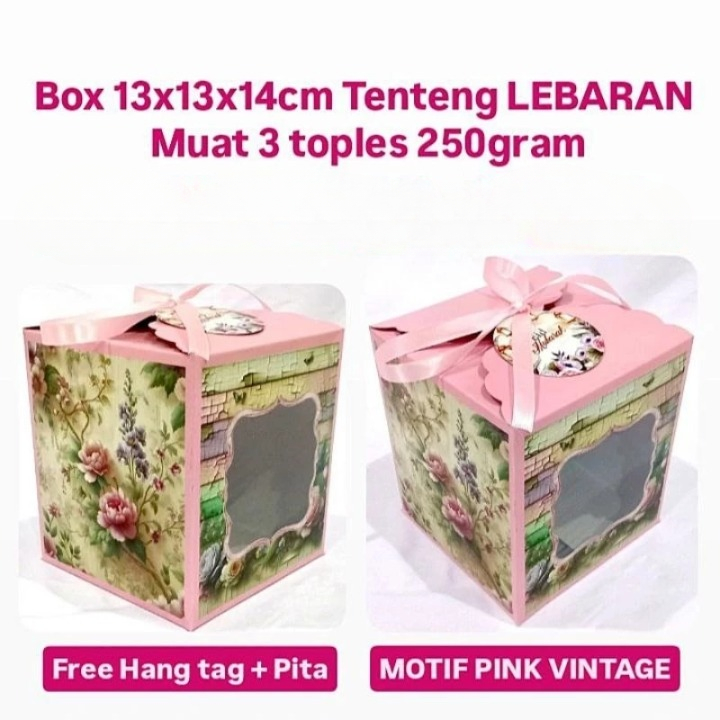 

Box Cantik Pink Vintage Motif Lebaran Muat 3 Toples Ukuran Dus 13x13x14cm