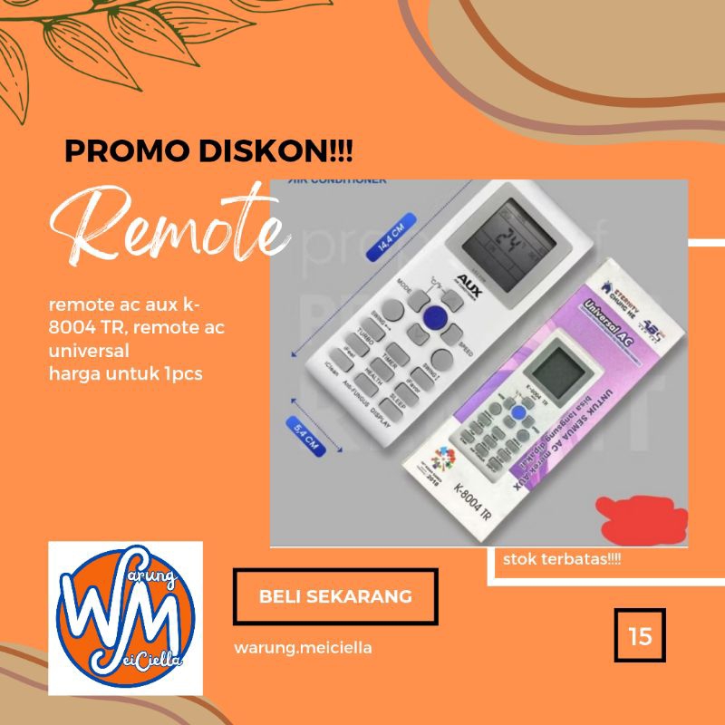 [15] remote ac aux k-8004 tr universal ac | remote ac untuk semua merk ac aux universal